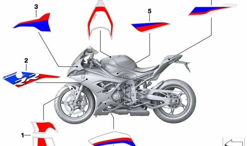 Decoración cubierta del depósito derecha OEM 51148406666 para motos BMW S 1000 RR (K67). Original BMW Motorrad.