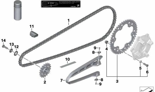 Guía cadena balancín (Kettengleitschiene Schwinge) OEM 27727717869 para BMW Motorrad S1000RR (K46), HP4 (K42), S1000R (K47), S1000XR (K49). Original BMW Motorrad.
