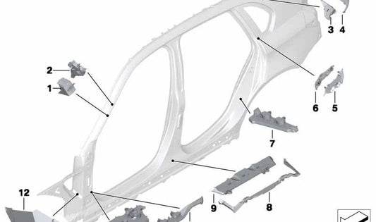 Colonna di pezzo esterno C OEM a destra 41212990272 per BMW E84. BMW originale.