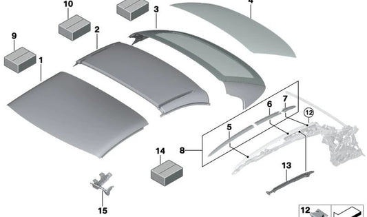 Cubierta trasera del techo (hardtop) OEM 41007400556 para BMW Serie 3 Cabrio E93, F33, M3 Cabrio F83. Pieza original BMW.