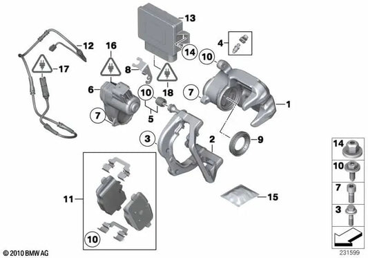 Suporte de cabo esquerdo para BMW X3 F25, X4 F26, Z4 E89 (OEM 34206786065). BMW original