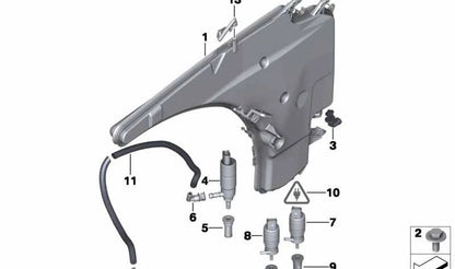 Windscreen Washer Reservoir for BMW E81, E87, E91, E84 (OEM 61677238667). Original BMW