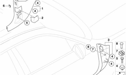 Linkes Seitenfeld OEM 51437121035 für BMW E81, E82, E87, E87N. Original BMW Stück. Schwarze Farbe