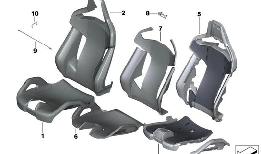 Funda asiento M carbono OEM 52109882582 para BMW G80 M3, M3 Competition y M3 Competition M xDrive. Compatible con modelos desde 11/2020. Color Silverstone. Original BMW.