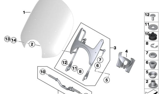 Supporto parabrezza OEM 46637924134 per BMW R 18, R 18 MOTORCYCLE CLASSE. BMW MOTORAD originale.