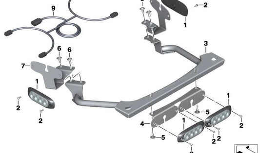 Segnale anteriore blu Lighthouse OEM 63178544594 per la BMW F 750 GS motociclette, f 850 gs, f 900 gs, r 1200 rt, r 1250 rt. BMW MOTORAD originale.