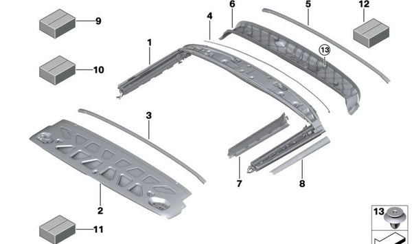 Soporte delantero capota OEM 54347364816 para MINI F57 (todos los modelos Cooper y variantes de 2015 a 2024). Recambio original MINI.