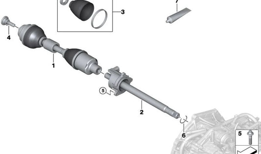 Asse intermedio con tubo di supporto OEM 31609884764 per la serie BMW 1 F70 (118i, 120i, 118d, 120d, 123 XDrive). Compatibile con le versioni dal luglio 2024. BMW originale.