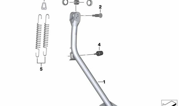 Pata de cabra / soporte lateral OEM 46537683977 para BMW Motorrad R 1200 GS (RK25) y R 1200 GS Adventure. Compatible con modelos 2006-2013. Recambio original BMW Motorrad.