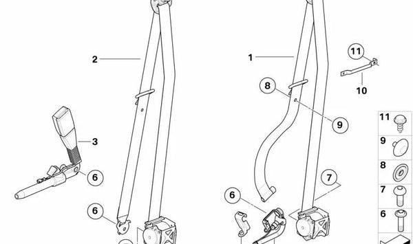 Cinturón de seguridad izquierdo con tensor OEM 72117295963 para BMW E70, E71, E72. Original BMW.