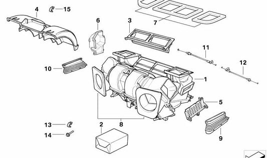 Connettore di ventilazione OEM 64118363784 per BMW E39. Piece BMW originale per il sistema di aria condizionata.