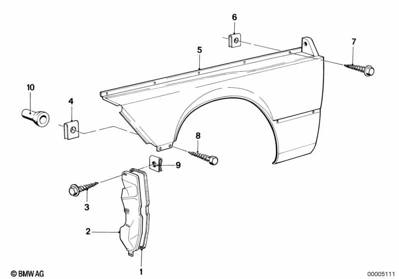 Piastra di protezione frontale sinistra per la serie BMW 3 E21 (OEM 51711852737). BMW originale.