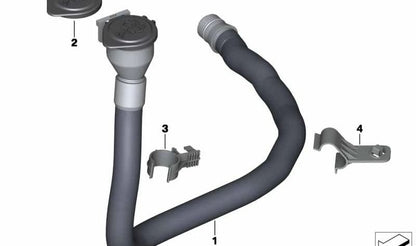 Tubo de llenado para depósito de líquido limpiaparabrisas OEM 61668042866 para BMW E82, E90, E90N, E92, E92N, E93, E93N. Original BMW.