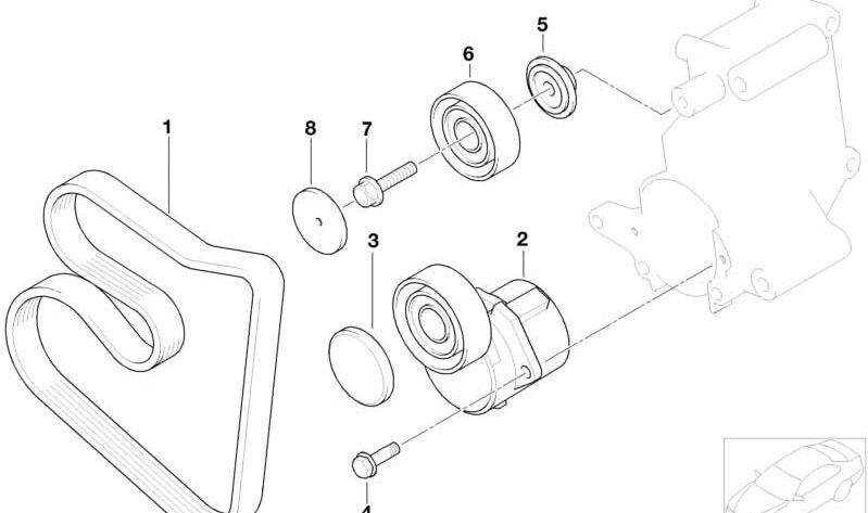 OEM 11281432104 tenditore meccanico per BMW E36, E46 e Z3. Compatibile con motori M43. BMW originale BMW.