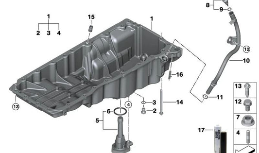 Führungsrohr für BMW G20, G21, G22, G23, G26, G30, G31, G60, G61, G32, G12, G12, G70, G14, G15, G16, G01, G02, G05, G06, G07 (OEM 11438490286). Original BMW