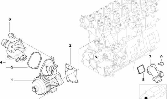 Pompa dell'acqua meccanica OEM 11517786192 per BMW E46, E39, E38, E53. BMW originale.