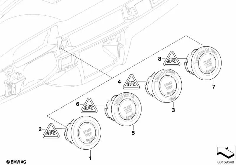 Start/Stop switch for BMW E92, E92N, E93, E93N (OEM 61319146356). Genuine BMW