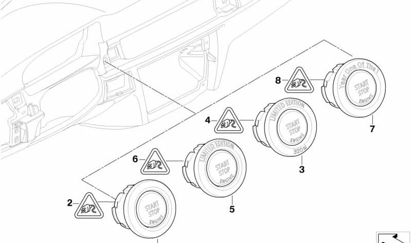 Bouton OEM Start / Stop 61317973477 pour BMW E81, E82, E87, E88, E90, E91, E92, E93. BMW d'origine.