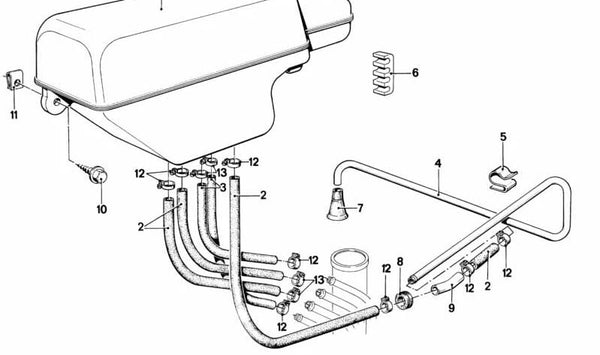 Depósito de expansión refrigerante OEM 16121119988 para BMW E23. Recambio original BMW.