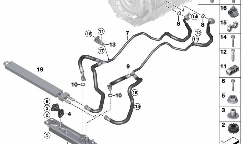 Tubería de Refrigeración de Aceite de Transmisión para BMW F85, F86 (OEM 17217850110). Original BMW