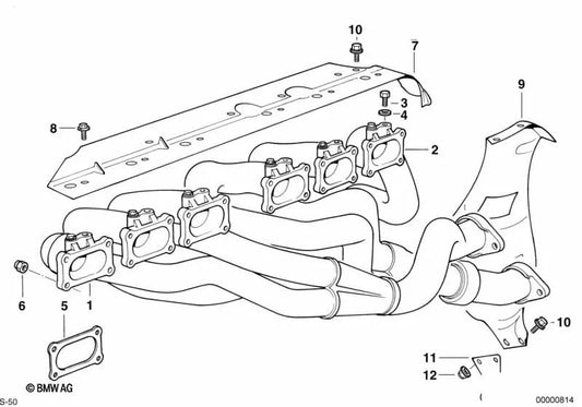 Rear exhaust manifold for BMW E36 (OEM 11621404695). Original BMW