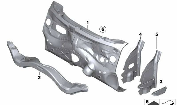 Refuerzo interior pilar A derecho OEM 41112754688 para MINI R55, R56, R57. Pieza original MINI.