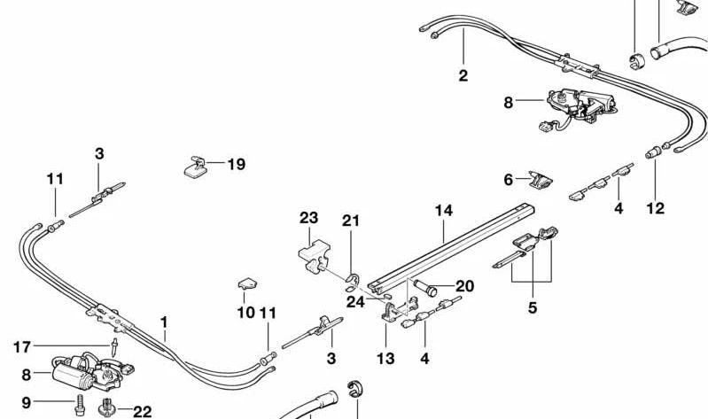 Unidad de accionamiento izquierda para techo corredizo OEM 54128120679 para BMW Serie 5 E34 (1990–1996). Original BMW.