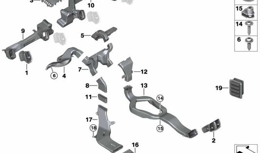 Parrilla de aire fresco delantera OEM 64229343389 para MINI Countryman F60, F60 LCI. Original MINI.