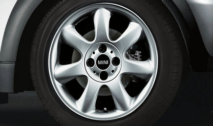 Llanta de aluminio Bridge Spoke 94 plata OEM 36116775684 para MINI R50, R53, R56, Clubman R55, Cabrio R52, Coupé R58, Roadster R59... y más. Original MINI.