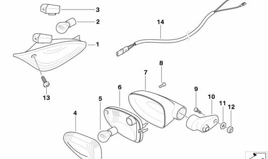 OEM Left Front Management Indicator 63137680699 for bmw K1200s motorcycles, K1300s, R1200s. Original BMW Motorrad.