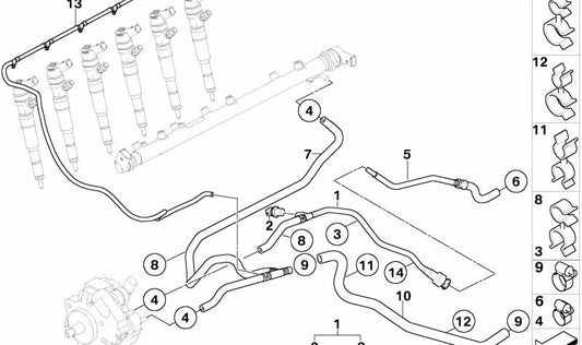 Tubo de entrada de combustible OEM 13533418105 para BMW E83. Repuesto original BMW.