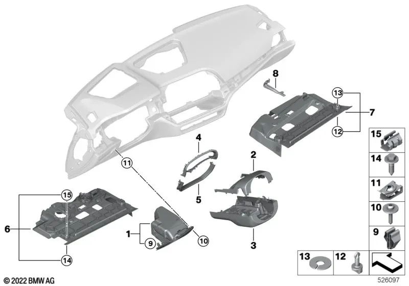 Steering Column Slot Cover Upper Part for BMW 2 Series G42, 3 Series G20, G21, G28, G80, 4 Series G22, G23, G26, G82, G83 (OEM 51456842240). Original BMW