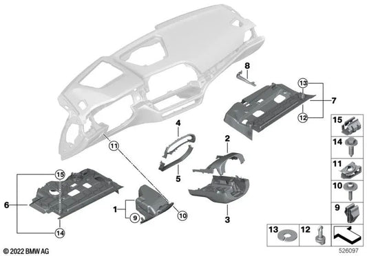 Steering Column Slot Cover Upper Part for BMW 2 Series G42, 3 Series G20, G21, G28, G80, 4 Series G22, G23, G26, G82, G83 (OEM 51456842240). Original BMW