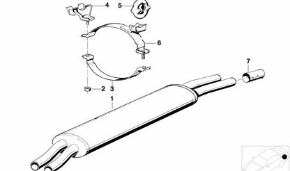 Silenzio posteriore OEM 18121246747 per BMW E23 {733i} Tutti i modelli compatibili tra il 1977 e il 1984. BMW originale.