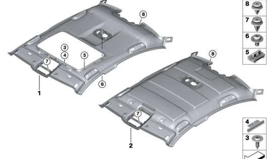 Clip soporte techo corredizo OEM 07147147141 para BMW G30, G30N, G31, G31N, G32, G32N, F90, F90N, E84, F16, F86. Pieza original BMW.