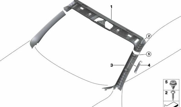 Cubierta de base del parabrisas OEM 51447401171 para BMW F23 (Serie 2 Cabrio). Original BMW.