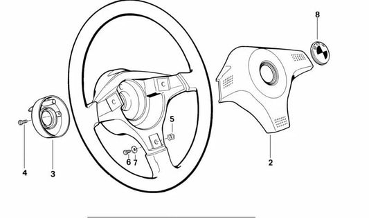 Botón señal acústica volante OEM 32331158880 para BMW E36, E34, E32, E31. Original BMW.