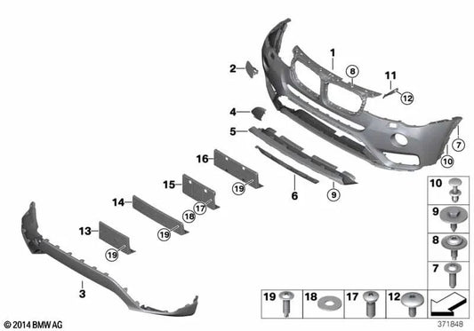 License plate holder for BMW F26 (OEM 51117338531). Genuine BMW.