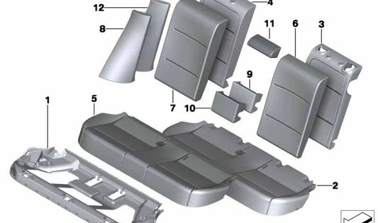 Funda respaldo en tela/cuero izquierda OEM 52207256833 para BMW X3 F25. Repuesto original BMW.