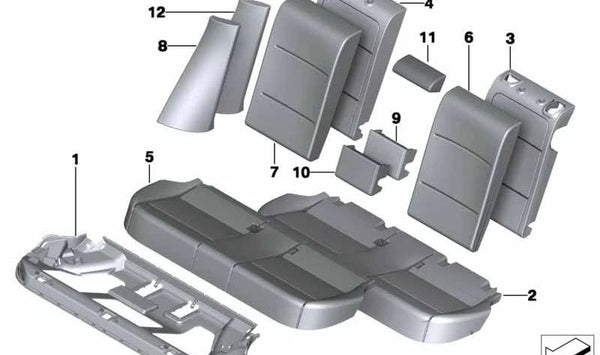 Funda de respaldo de cuero izquierda para BMW F25 (OEM 52207256839). Original BMW