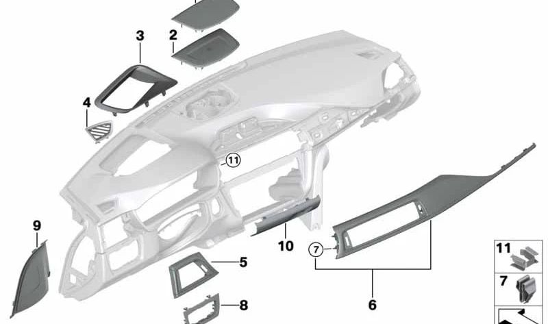 Embellecedor salpicadero carbono copiloto OEM 51458096684 para BMW Serie 4 F32N, F33N, F36N. Original BMW.