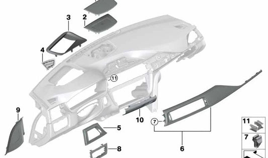 Embellecedor salpicadero carbono copiloto OEM 51458096684 para BMW Serie 4 F32N, F33N, F36N. Original BMW.