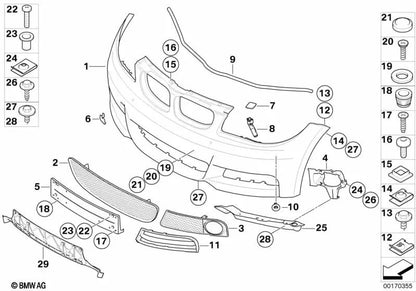 Left air intake grille for BMW E82, E88 (OEM 51118045921). Original BMW