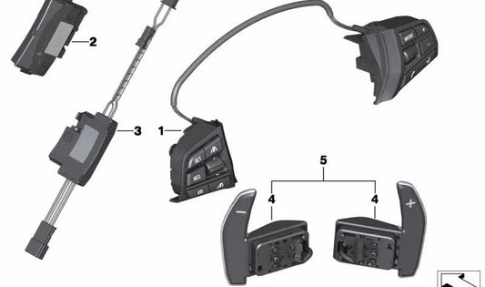 Interruptor multifunción para volante M Sport OEM 61317844014 para BMW F10 M5 (modelos FV91, FV92). Controla funciones desde el volante. Original BMW.