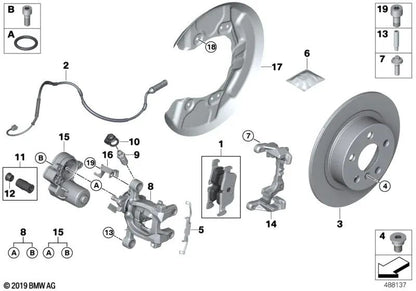 Torxschraube mit Waschmaschine für BMW I01, I01N, I12, I12N, I15, E70, E70N, F15, F85, E71, E72, F16, F86 (OEM 34116778234). Original BMW