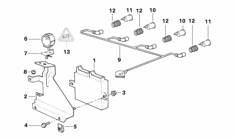 Soporte centralita PDC OEM 61138367664 para BMW E36. Original BMW.