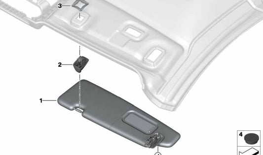 Parasol derecho OEM 51168070680 para BMW F92, G15, G16. Color antracita. Recambio original BMW.
