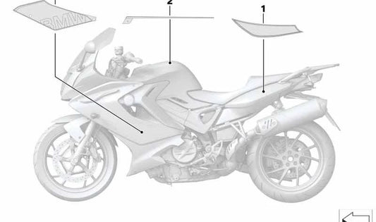 Decoración lateral trasera izquierda carenado OEM 51148525087 para BMW Motorrad F800GT. Original BMW Motorrad.