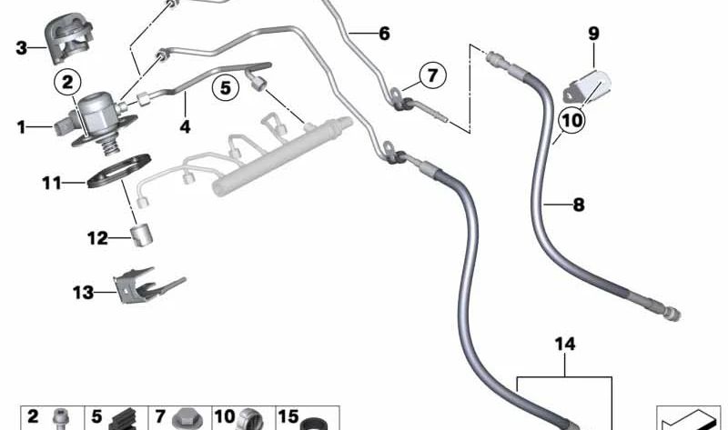 Bomba de alta presión gasolina OEM 13518604229 para BMW F20, F21, F22, F23, F30, F31, F34, F32, F33, F36, F07, F10, F11, E84, F25, F26, F15, F16, E89. Original BMW.