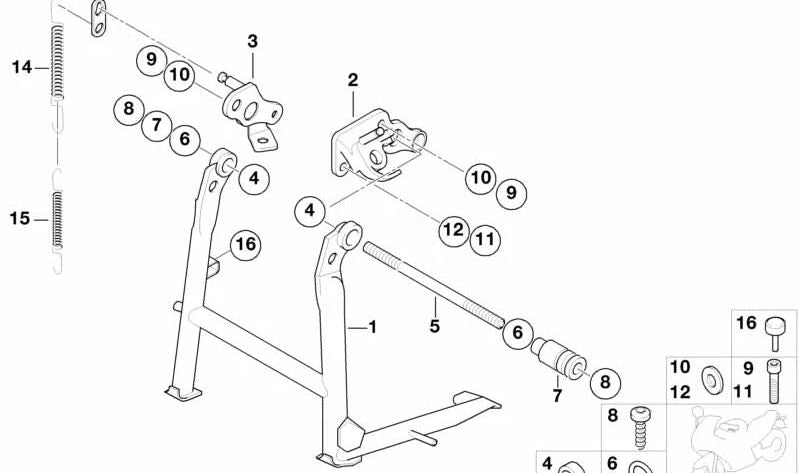 Bulón cojinete OEM 46522314427 para motos BMW R1100GS, R1150GS, R850R, R1100RT, R1150RT... y más. Original BMW Motorrad.